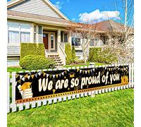 Decorazione Laurea Nero e Oro Long We Are So Proud Of You Striscione di Laurea 2022 Accessori di Laurea, Lo riusciamo a farlo, Banner per Tavolo, Parete, Camera, Interno ed Esterno