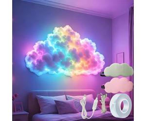 Decorazione LED alimentata da USB con effetto nube temporalesca fai da te, lampada LED con nubi temporalesche RGB da 200/400/600/800 cm, kit di luci LED a grande nube con effetto fulmine 3D per la