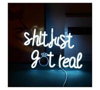 Decorazione luminosa al neon La merda è appena diventata reale per le lettere del segno al per neon Interruttore dimmerabile/lampada con parole umoristiche per USB