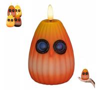 Decorazione luminosa notturna a LED a forma di gufo giocoso, lampada da tavolo a illusione ottica senza fiamma a forma di gufo zucca, decorazione portatile di Halloween for camere da letto(D)