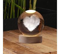 Decorazione moderna con motivo a cuore con luce notturna a sfera in vetro 3D
