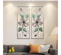 Decorazione Murale 3D 2 Pezzi, Quadri in Metallo con Fiori Vintage per Soggiorno, Camera da Letto, Decorazione Murale Moderna, Sculture da Parete, Oggetti da Parete, Regali, 65 * 30 Cm