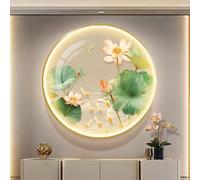 Decorazione Murale 3D A Forma Di Pesce Con Luce, Dipinto Tradizionale Cinese Da Parete, Interfaccia USB, Lampada Rotonda A Forma Di Loto Da Parete Per Corridoio, Ufficio(B,40cm)