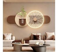 Decorazione murale 3D a LED con design in arenaria, vaso e piante. | L'opera d'arte da parete 3D illuminata in stile arenaria include un vaso e piante artificiali, perfetta per decorare la