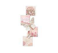 Decorazione murale 3D a LED, moderna decorazione floreale con farfalle e luci, grande opera d'arte in porcellana di cristallo per soggiorno e camera da letto, facile da pulire (rosa, 80x35 cm/31,5x13