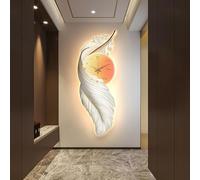 Decorazione Murale 3D Con Luce LED, Scultura Da Parete, Decorazione Pittorica, Nucleo Di Pittura In Porcellana Di Cristallo, Murale Di Piume Da Appendere Per Soggiorno(E,90 * 33cm)