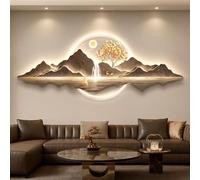 Decorazione murale 3D con luce LED, scultura da parete raffigurante montagne e acqua, grande decorazione da appendere con telecomando, ideale per soggiorno, camera(A,150 * 55CM)