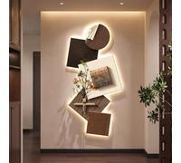 Decorazione Murale 3D Con Scultura E Luce LED, Decorazione Murale In Pietra Arenaria Con Pianta Verde Simulata, Grande Decorazione Da Appendere Alla Parete Intarsiata A Mano(B,40 * 80cm)