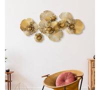 Decorazione Murale 3D Dorata di Grandi Dimensioni, Quadri da Parete in Metallo Fatti A Mano in Ferro Battuto, Sculture da Parete per Soggiorno, Studio, Camera da Letto, Hotel, 133 * 73 Cm