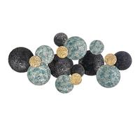 Decorazione Murale 3D in Metallo 133x66 cm Wall Art a Cerchi Blu Nero e Oro