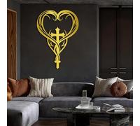 Decorazione murale a Croce in Metallo Nero, Decorazione murale a Forma di Cuore Infinito e Amore eterno in Metallo, Decorazione Artistica a Croce, Scultura Moderna per Soggiorno, Camera da l