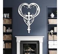 Decorazione murale a Croce Nera in Metallo, Decorazione murale a Forma di Cuore Infinito e Amore eterno in Metallo, Decorazione Artistica a Croce, Scultura Moderna per Soggiorno, Camera da l