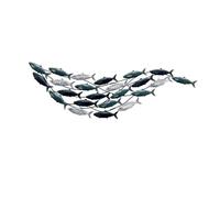 Decorazione murale a forma pesce in metallo, grande decorazione murale in metallo pesca costiera, scultura murale metallica nautica 3D, decorazione murale a forma banco pesci appeso e dipinto a mano,B