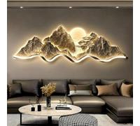 Decorazione Murale A LED 3D con Paesaggio Montano E Telecomando, Dimmerabile, Ideale per Il Soggiorno, Scultura da Parete Rustica con Texture, Perfetta Come Sfondo per Il Divano. A 39.4x13.8in