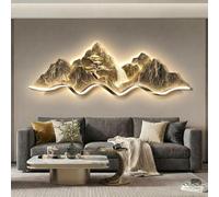 Decorazione Murale A LED 3D con Paesaggio Montano E Telecomando, Dimmerabile, Ideale per Il Soggiorno, Scultura da Parete Rustica con Texture, Perfetta Come Sfondo per Il Divano. G 39.4x13.8in