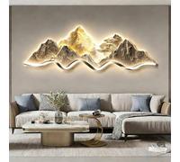 Decorazione Murale A LED 3D con Paesaggio Montano E Telecomando, Dimmerabile, Ideale per Il Soggiorno, Scultura da Parete Rustica con Texture, Perfetta Come Sfondo per Il Divano. H 82.7x27.6in
