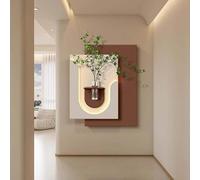 Decorazione murale a LED in arenaria, imitazione di piante verdi, decorazione artistica adatta per soggiorno, camera da letto, corridoio (marrone, 80 * 65 cm)
