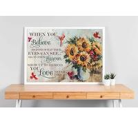 Decorazione murale, arredamento per la casa, decorazione della stanza Cardinale + Girasole Quando credi oltre ciò che i tuoi occhi possono vedere...