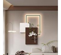 Decorazione Murale Artistica 3D Con Luce, Decorazione A LED Con Pianta Verde In Arenaria E Vaso Per L'acqua, Texture In Arenaria Multistrato Per Corridoio, Ingresso(Brown,50 * 70cm)