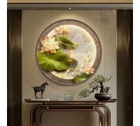 Decorazione Murale Artistica 3D Con Luce LED, Dipinto Tradizionale Cinese Da Appendere Alla Parete, Applique Da Parete Creativa, Lampada Decorativa Rotonda Per Ingresso(A,90cm)