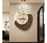Decorazione Murale Artistica 3D Con Luce, Scultura Murale Artistica 3D Con Vaso Trasparente, Porta Di Ricarica USB, Decorazione Murale A LED Con Pianta Verde Arenaria(D,50cm)
