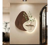 Decorazione Murale Artistica 3D Con Luce, Scultura Murale Artistica 3D Con Vaso Trasparente, Porta Di Ricarica USB, Decorazione Murale A LED Con Pianta Verde Arenaria(B,60cm)