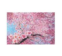 Decorazione Murale Artistica Dipinta A Mano, Paesaggio con Fiori Di Pesco Rosa In Piena Fioritura, Pittura A Olio Astratta Su Tela, Opera D'Arte Botanica Estetica per L'Arredamento Del Soggiorno Del