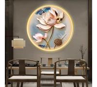 Decorazione Murale Con Luce A LED, Decorazione Murale 3D Con Luce, Dipinto Tradizionale Cinese Da Appendere Alla Parete, Scultura Murale 3D Con Loto, Decorazione(B,100cm)