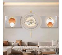 Decorazione Murale Con Scultura 3D, Orologio Da Parete Moderno, Nucleo Di Vernice Ad Alta Definizione Micro-spray, Murale Sospeso Con Piume Per Soggiorno, Ingresso(D,70cm)