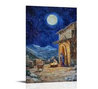 Decorazione murale cristiana con la natività, la notte santa a Betlemme, decorazione da parete moderna da appendere, stampa artistica murale, 20 x 30 cm