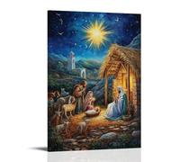Decorazione murale cristiana con la natività, la notte santa della salvezza, decorazione da parete moderna da appendere, stampa artistica murale, 30 x 45 cm