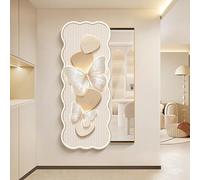 Decorazione Murale Francese Crema Con Specchio Nascosto Scorrevole A Tutta Altezza, Pittura In Cristallo Porcellana HD, Elegante Arredamento Per Ingresso E Soggiorno(A,Left,55*140cm/21.6*55.1in)