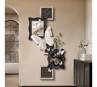 Decorazione murale in arenaria 3D, pittura decorativa con piante verdi in arenaria, scultura moderna da parete, finta vegetazione e vaso, adatta per soggiorno ingresso corridoio(C,50 * 100CM)