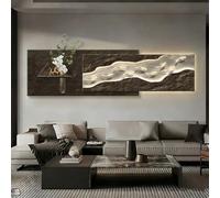 Decorazione murale in arenaria, 9 pesci che scorrono in 3D con luci a LED e telecomando, scultura artistica con vaso e pianta, per soggiorno e camera da letto(A,100 * 28CM)