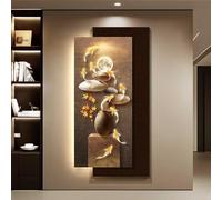 Decorazione Murale In Arenaria Con Luci A LED, Scultura Murale 3D Con Porta USB E Telecomando, Dipinto In Arenaria A Doppio Strato Senza Cornice Per Ingresso, Soggiorno(B,60 * 120cm)