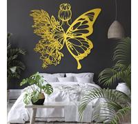 Decorazione murale in Metallo a Forma di Farfalla Minimalista, Decorazione murale in Metallo a Forma di Donna Farfalla per Soggiorno, Camera da Letto, Ufficio (Oro, 39" L x 36 A/100x92 cm)