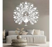 Decorazione murale in Metallo a Forma di Pavone Ideale per Soggiorno Camera da Letto e Ufficio Colore Bianco Dimensioni: 100 x 96 cm (39" x 38")