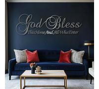 Decorazione murale in Metallo con Arte Minimalista Moderna Versetti della Bibbia Dio benedica Questa casa e Tutti Coloro Che VI entrano Segno di Scrittura Spirituale Soggiorno Came