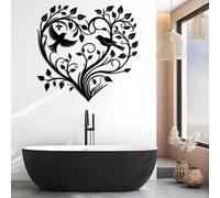 Decorazione murale in Metallo con Cuore Nero, Decorazione murale Minimalista con Uccello dell'albero della Vita in Metallo, Decorazione Artistica a Forma di Cuore, Scultura Moderna per SOG