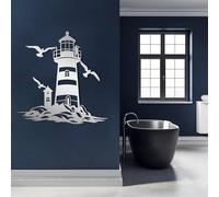 Decorazione murale in metallo con faro astratto, gabbiano sulla spiaggia, opera d'arte moderna, scultura moderna per la casa, soggiorno, camera da letto, corridoio e scale, regalo naturale per l