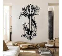 Decorazione murale in Metallo Minimalista Moderna con tridente di Poseidone, Decorazione murale in Metallo Ispirata alla Mitologia Greca, Decorazione murale a Onde per Soggiorno, Camera da Letto, uff