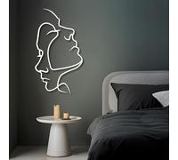 Decorazione murale in Metallo Moderna e Minimalista, 2 Facce, Linea Astratta, Soggiorno, Camera da Letto (Bianco 32"x 59"| 83x150cm)