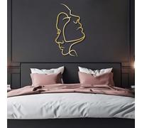 Decorazione murale in Metallo Moderna e Minimalista, 2 Facce, Linea Astratta, Soggiorno, Camera da Letto (Oro 32"x 59"| 83x150cm)