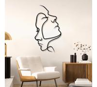 Decorazione murale in Metallo Moderna e Minimalista, 2 Facce, Linea Astratta, Soggiorno, Camera da Letto (Nero 32"x 59"| 83x150cm)