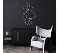 Decorazione murale in Metallo Moderna e Minimalista, 2 Facce, Linea Astratta, Soggiorno, Camera da Letto (Argento 32"x 59"| 83x150cm)