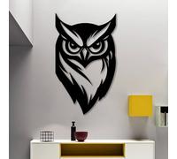 Decorazione murale in Metallo Moderna e Minimalista a Forma di Gufo, per Interni ed Esterni, Grande Giardino (Nero 17" x 28" / 42,70 cm)