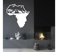 Decorazione murale in Metallo Moderna e Minimalista con Mappa dell'Africa, continente Africano, da Appendere al Soggiorno (Bianco 23"x 24"| 60x62cm)