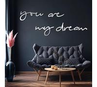 Decorazione murale in Metallo Moderna e Minimalista con Scritta You Are My Dream, Lettere e Parole per Soggiorno, sopra Il Letto, Regalo d'Amore (Argento 20x90 cm)