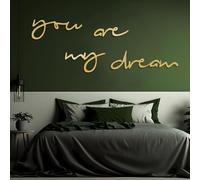 Decorazione murale in Metallo Moderna e Minimalista con Scritta You Are My Dream, Lettere e Parole per Soggiorno, sopra Il Letto, Regalo d'Amore (Oro 27x121 cm)