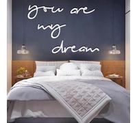 Decorazione murale in Metallo Moderna e Minimalista con Scritta You Are My Dream, Scritta con Lettere e Parole per Soggiorno, sopra Il Letto, Regalo d'Amore (Bianco 30x135 cm)